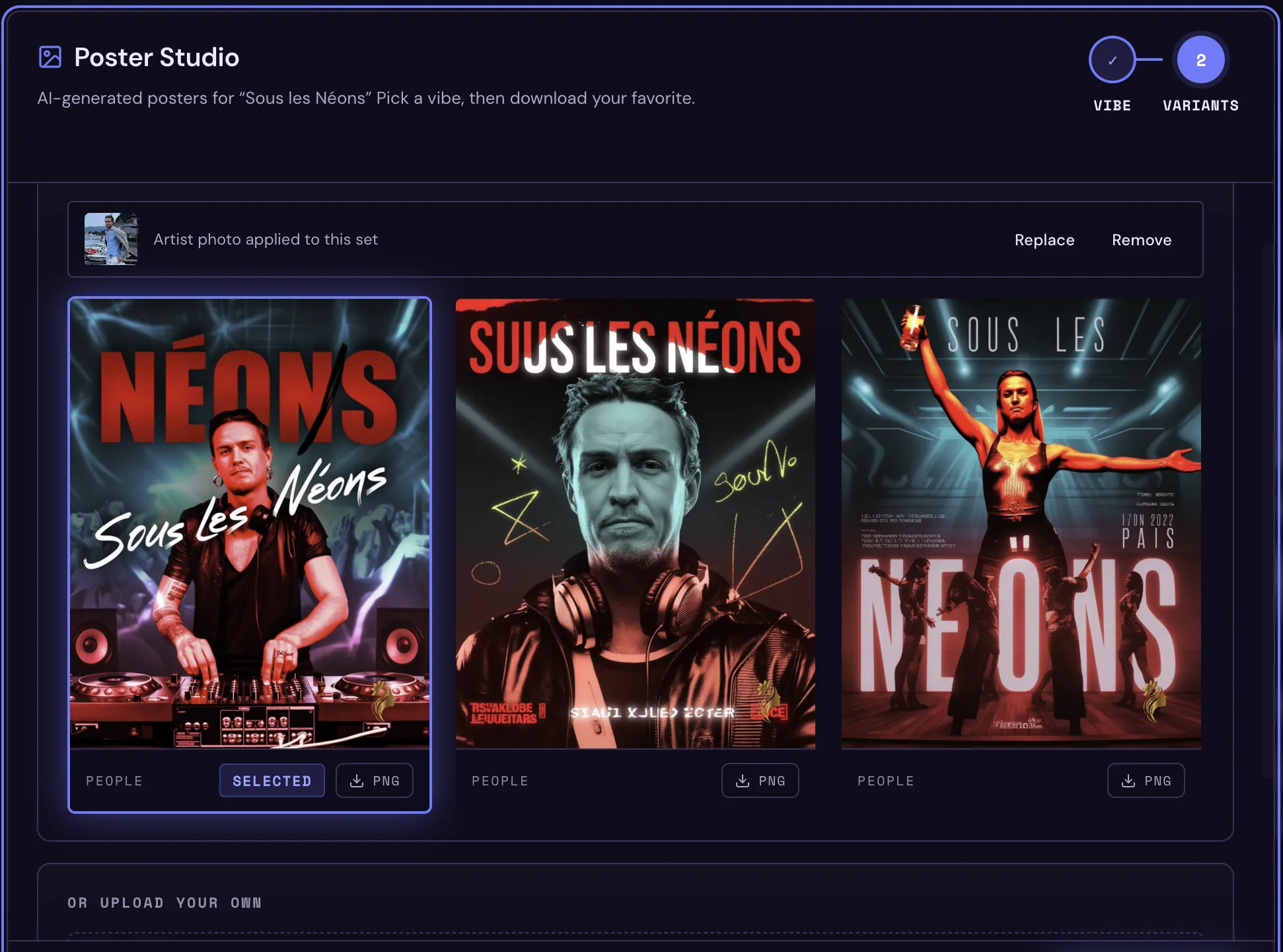 IMIN Poster Studio — pick a vibe from genre-matched aesthetic references